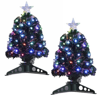 Luca lighting 2x stuks kerstboompjes met 45 gekleurde Led lampjes 45 cm - Kunstkerstboom Multikleur