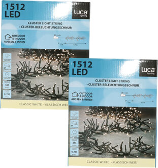 Luca lighting Clusterverlichting - 2x - 1512 led lampjes - helder wit - 10 meter - kerstverlichting