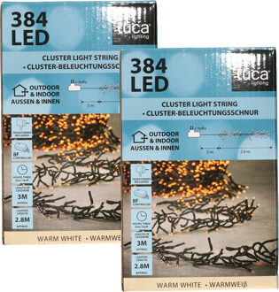 Luca lighting Clusterverlichting?- 2x - 384 led lampjes - warm wit - 280 cm - timer functie?-kerstverlichting