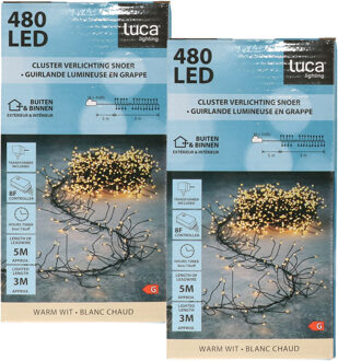 Luca lighting Clusterverlichting - 2x - 480 led lampjes - warm wit - 300 cm - kerstverlichting