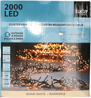 Luca lighting Clusterverlichting lichtsnoer - 2000 led lampjes - warm wit - 20 meter - timer functie
