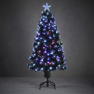 Luca lighting Fiber kunst kerstboom - H120 cm - met verlichting - 135 led - gekleurd - kunstboom