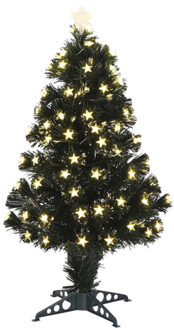 Luca lighting Fiber optic kerstboom - 90 cm - sterren led lampjes - lichtgevende piek - kunst kerstboom