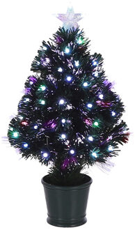 Luca lighting Fiber optic kerstboom/kunst kerstboom met knipperende verlichting en piek ster 60 cm Multi