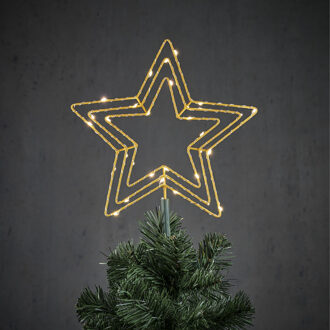 Luca lighting Kerstboom ster piek/topper goud met LED verlichting D25 cm Goudkleurig
