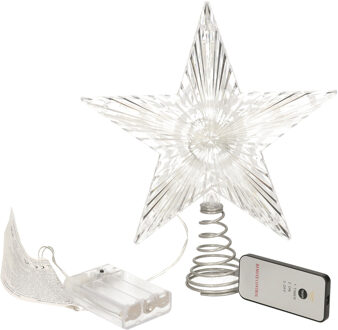 Luca lighting Kerstboom ster piek/topper met LED verlichting H25 x D17 cm Transparant
