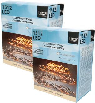 Luca lighting Kerstverlichting - 2x - 1512 lampjes - afstandsbediening - warm wit - 9.7 m