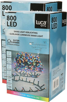 Luca lighting kerstverlichting 2x stuks lichtsnoeren gekleurd 16 m - Kerstverlichting kerstboom Zwart