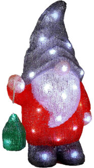 Luca lighting Kerstverlichting figuur - gnome/dwerg - 19 x 14 x 35 cm - LED decoratie kerstfiguren