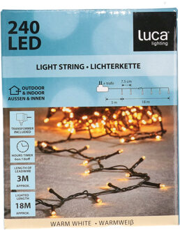 Luca lighting Kerstverlichting lichtsnoer - 240 led lampjes - warm wit - 18 meter