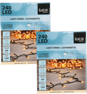 Luca lighting Kerstverlichting lichtsnoer - 2x - 240 led lampjes - warm wit - 18 meter