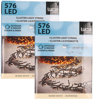 Luca lighting Kerstverlichting - Set van 2x stuks - 576 lampjes - afstandsbediening - warm wit - 420cm - clusterve