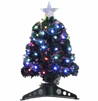 Luca lighting Kunst kerstboom - fiber - gekleurde led lampjes - H45 cm - kunstboom Multi
