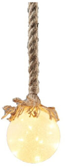 Luca lighting Verlichte kerstbal aan touw - glas - 10 cm - 15 leds - warm wit