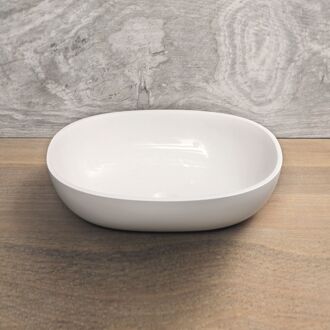 Luca Opzetwastafel Luca Sanitair Ovaal 48x32.5x13.5 Mineral Stone Glans Wit