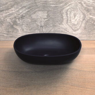 Luca Opzetwastafel Luca Sanitair Ovaal 48x32.5x13.5 Solid Surface Antraciet