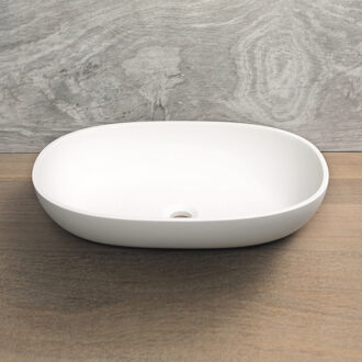 Luca Opzetwastafel Luca Sanitair Ovaal 57x38x13.5 Solid Surface Mat Wit