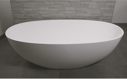 Luca Vrijstaand Bad Luca Sanitair Vasca 180x93x56cm Solid Surface Mat Wit