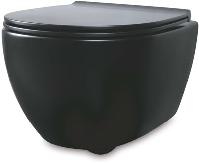 Luca Wandcloset Luca Sanitair Vaso Rimless 54x36cm Mat zwart (Exclusief zitting)