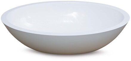 Luca Waskom Luca Sanitair Ovaal 57x40x14cm Mineral Stone 25mm Dik Glans Wit