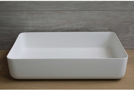 Luca Waskom Opbouw Rechthoekig Luca Sanitair 60x40x13,5 cm Solid Surface Mat Wit Luca Sanitair