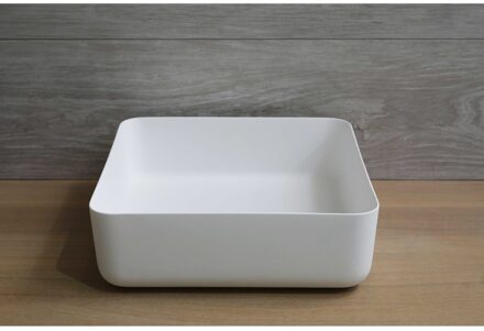 Luca Waskom Opbouw Vierkant Luca Sanitair 40x40x13,5 cm Solid Surface Mat Wit Luca Sanitair