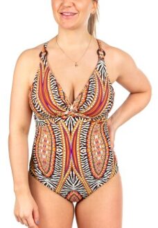 Lucca Swimsuit Geel,Bruin - 36,38