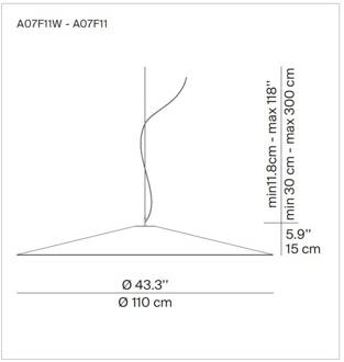 Luceplan Koinè LED hanglamp vilt 927 110cm antraciet