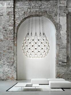 Luceplan Mesh Wireless hanglamp, Ø 100 cm, 5 m, Bluetooth zwart