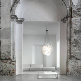 Luceplan Stochastic 2.700 K, 72 bollen, opaalwit eDELSTAHL, aluminium, opaal wit