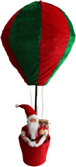 Luchtballon met kerstman decoratie figuur - 97 cm - rood/groen - kerstdecoratie figuren