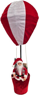 Luchtballon met kerstman decoratie figuur - 97 cm - rood/wit - kerstdecoratie figuren