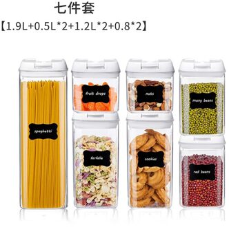 Luchtdicht Granen Opslag Containers Set Met Lock Deksel, Plastic Keuken Opslag Voor Opslaan Granen Droog Voedsel Koelkast Container wit 7stk