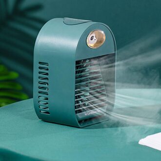 Luchtkoeler Ventilator Mini Desktop Airconditioner Led Nachtlampje Mini Usb Water Koelventilator Luchtbevochtiger Luchtreiniger Multifunctionele Zomer groen