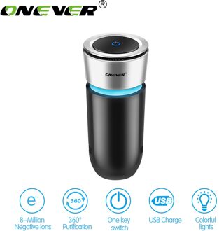 Luchtreiniger Met Hepa Filter Verse Lucht Anion Auto Luchtreiniger Infrarood Sensor Air Cleaner Best Voor Auto Home Office grijs
