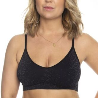 Lucia Waffel Glitter Bra Top Zwart - Small,Medium,Large
