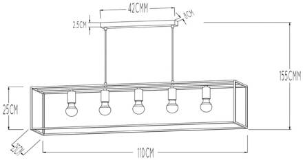 Lucide ARTHUR Hanglamp 5xE27 - Zwart