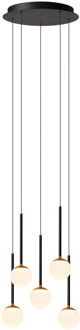 Lucide CALINA - Hanglamp - Ø 41,9 cm - LED Dimb. - CCT - 5x7,4W 2200K/3300K - Met vervangbare LED-module - Zwart | Premium