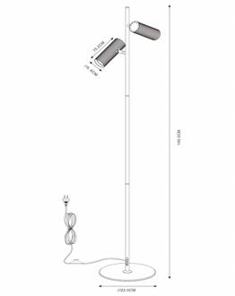 Lucide Club vloerlamp, verstelbaar, wit, metaal, 140 cm, GU10