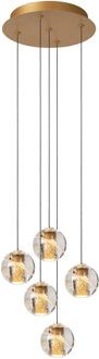 Lucide DILENKO - Hanglamp - Ø 31 cm - LED Dimb. - 5x3,5W 2700K - Mat Goud / Messing