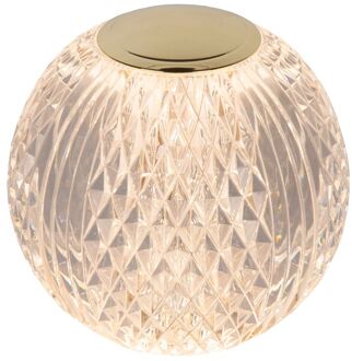 Lucide Draadloze Tafellamp Cintra Messing Kristaleffect Ø11cm 2w