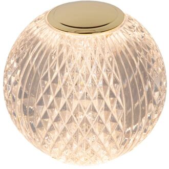 Lucide Draadloze Tafellamp Cintra Messing Kristaleffect Ø9cm 1,5w