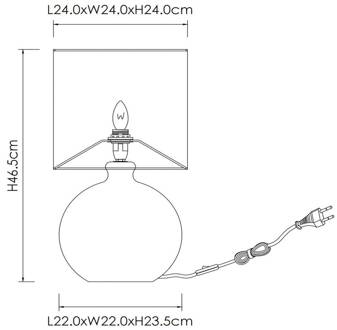 Lucide Esterad tafellamp, zwart, Ø 24 cm, hoogte 47 cm, glas