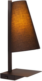 Lucide GREGORY - Bedlamp / Wandlamp - 1xE27 - Met USB oplaadpunt - Zwart