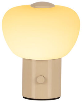 Lucide GUSTAV - Oplaadbare Tafellamp - Accu/Batterij - Ø 8 cm - LED Dimb. - 1x0,8W 2700K - Beige | Essential