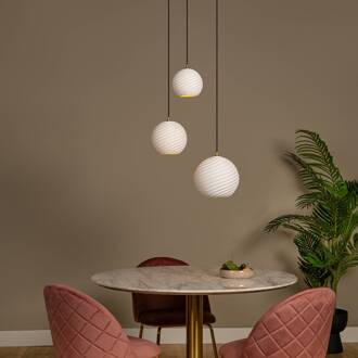 Lucide Hanglamp Bina, lengte 45 cm wit/zwart, porselein 3-lamps. wit, zwart