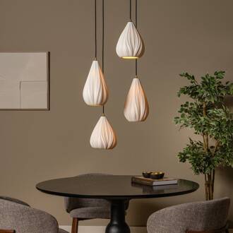 Lucide hanglamp Cinzia, wit/zwart, Ø 55 cm, porselein, 4-lamps. wit, zwart