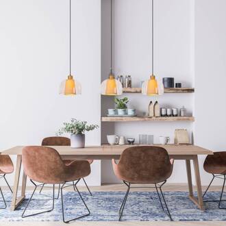 Lucide Hanglamp Gunhild, 3-lamps, balken transparant, crème