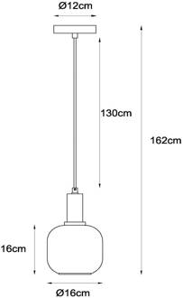 Lucide Hanglamp Joanet, Ø 16 cm, 1-lamp, glas, zwart zwart, rookgrijs, goud