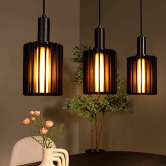 Lucide Hanglamp Lambres, zwart Lengte 164 cm Glas/metaal 5-lamps.